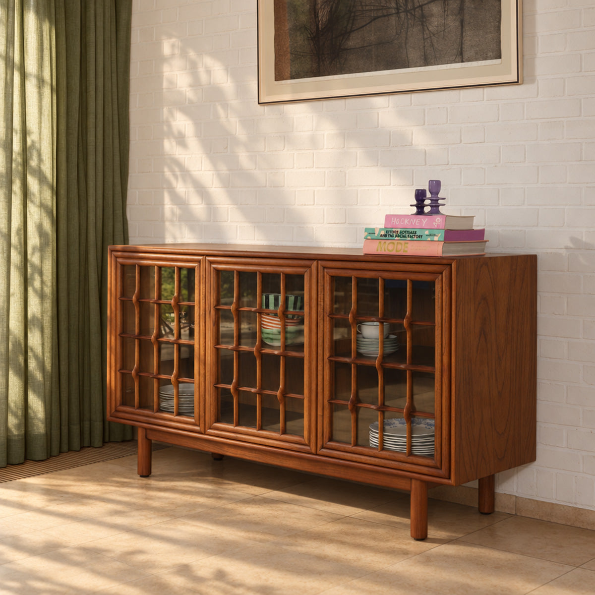 Credenza in legno di mindi, 155 cm 
