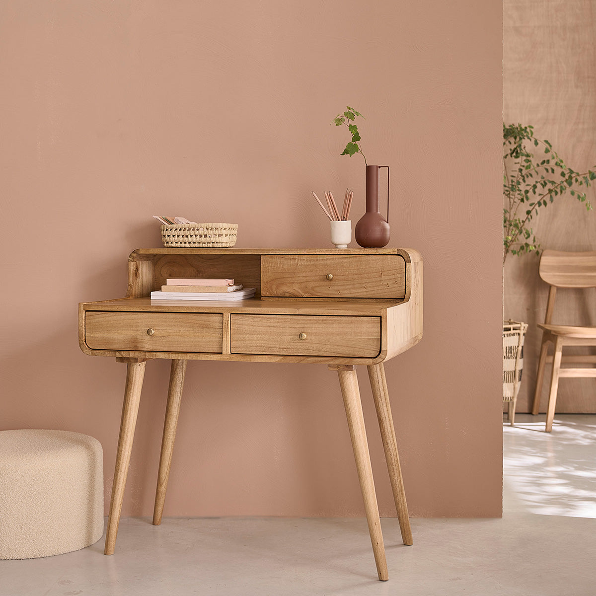 FIFTIES - Scrivania in mindi massello 90 cm