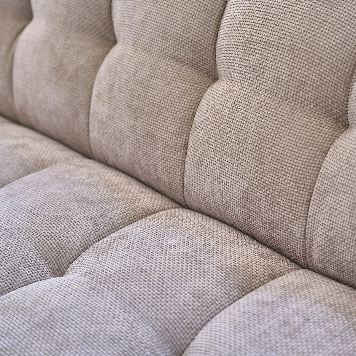 ALPHONSE - Divano dritto a 3 posti in velluto intrecciato beige