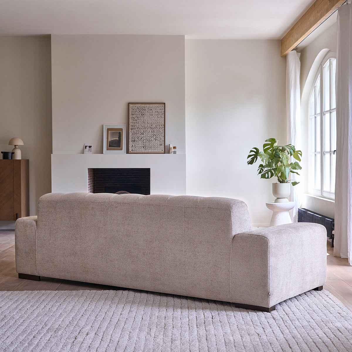 ALPHONSE - Divano dritto a 4 posti in velluto intrecciato beige