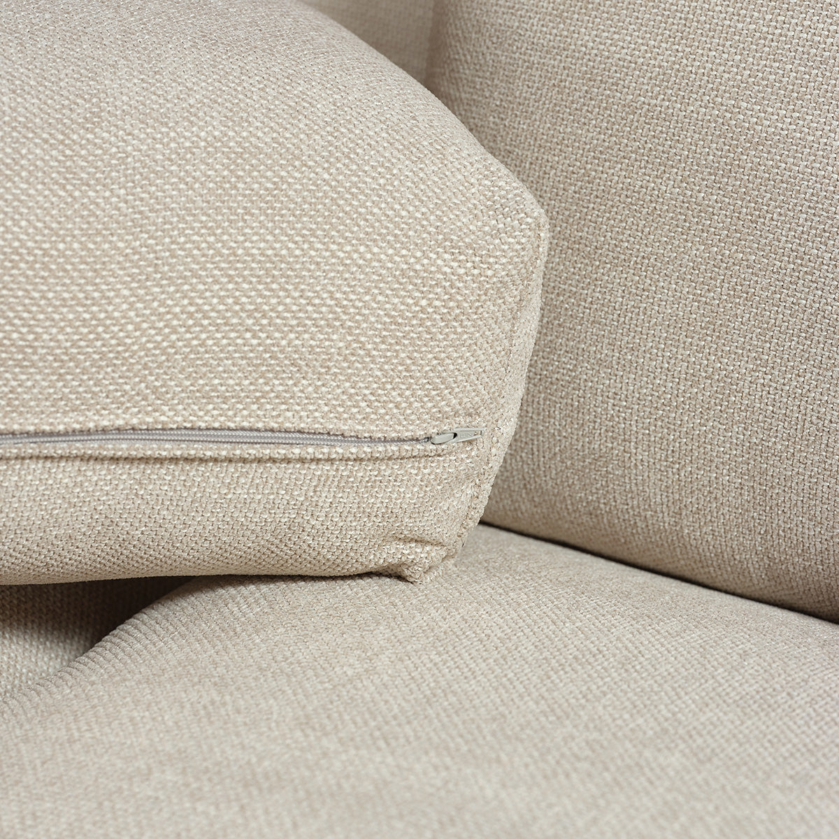 JACQUES - Divano lineare a 3 posti in tessuto testurizzato beige melange