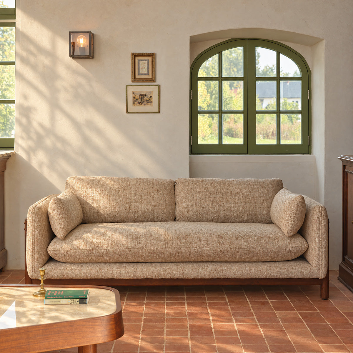 YVES - Divano a 2 posti Mindi in tessuto beige melange
