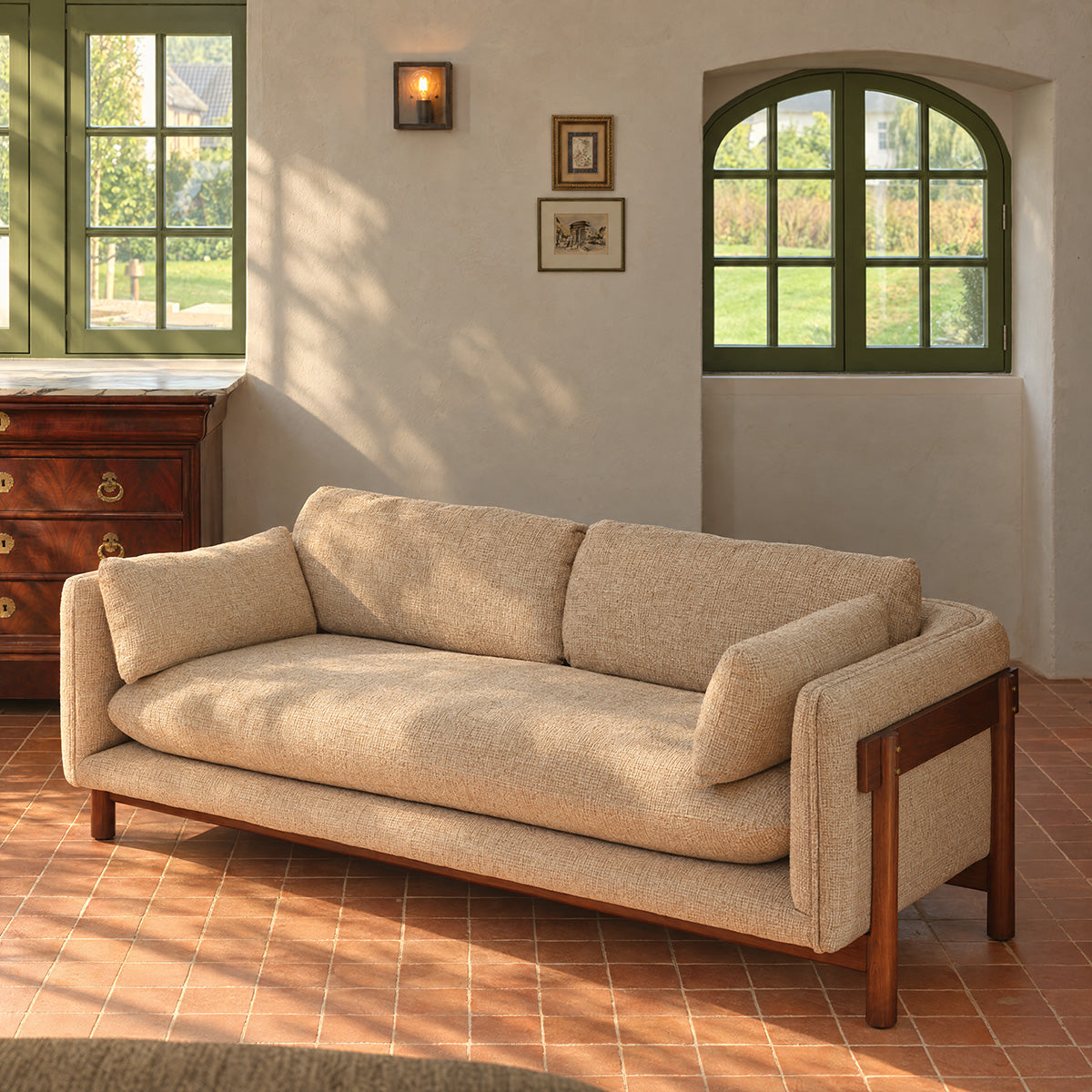 YVES - Divano a 2 posti Mindi in tessuto beige melange