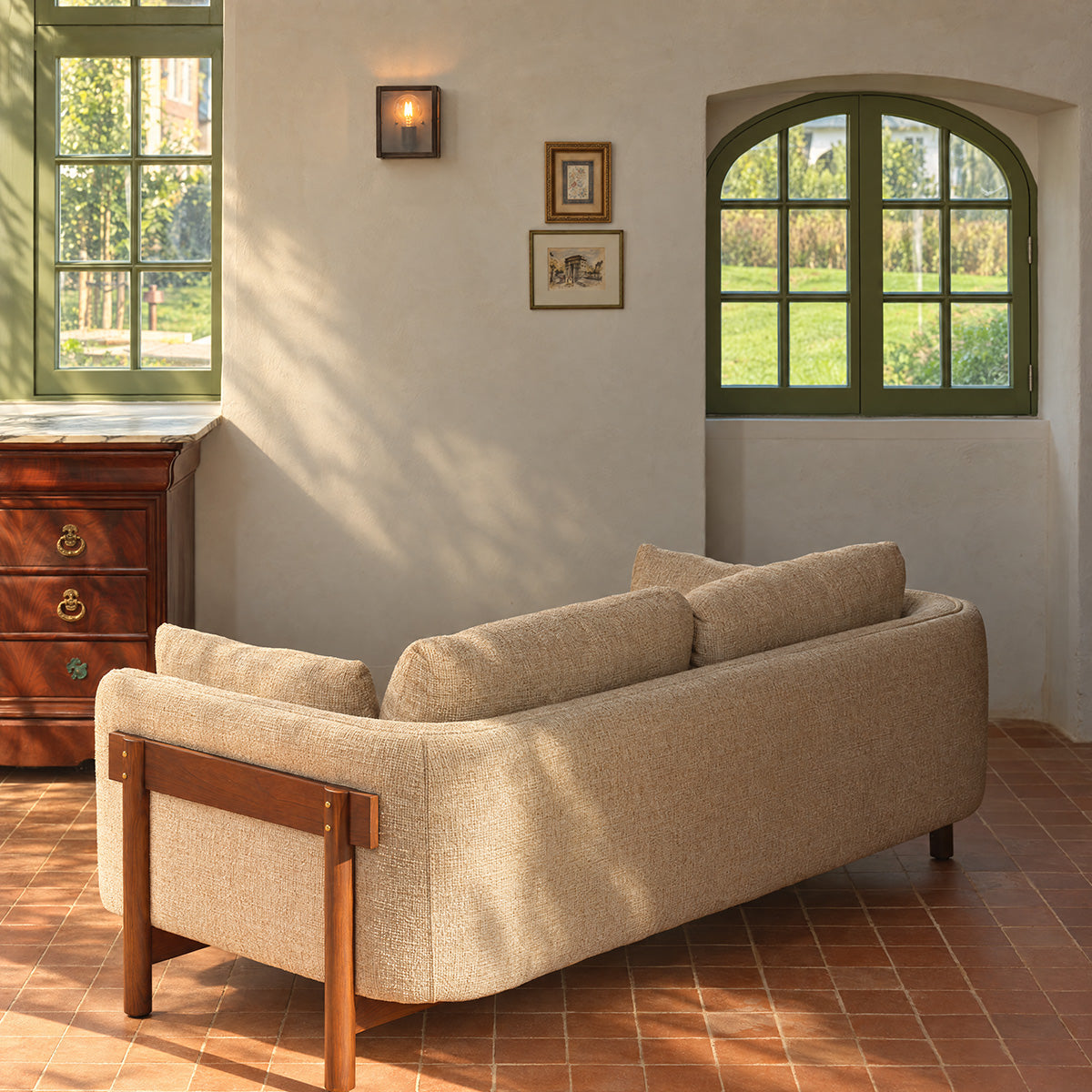 YVES - Divano a 2 posti Mindi in tessuto beige melange