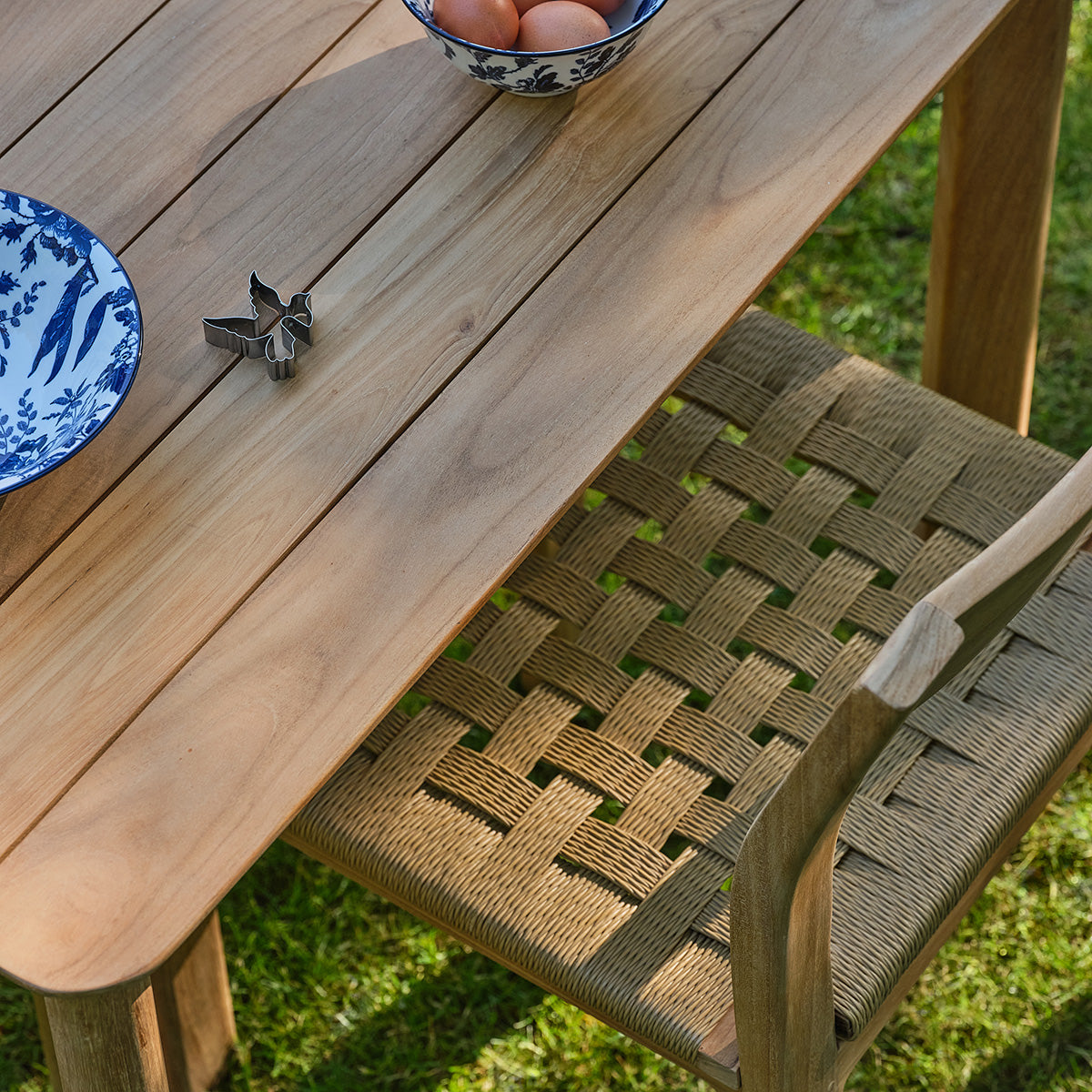 PIANA - Sedia da giardino in teak massiccio e rattan