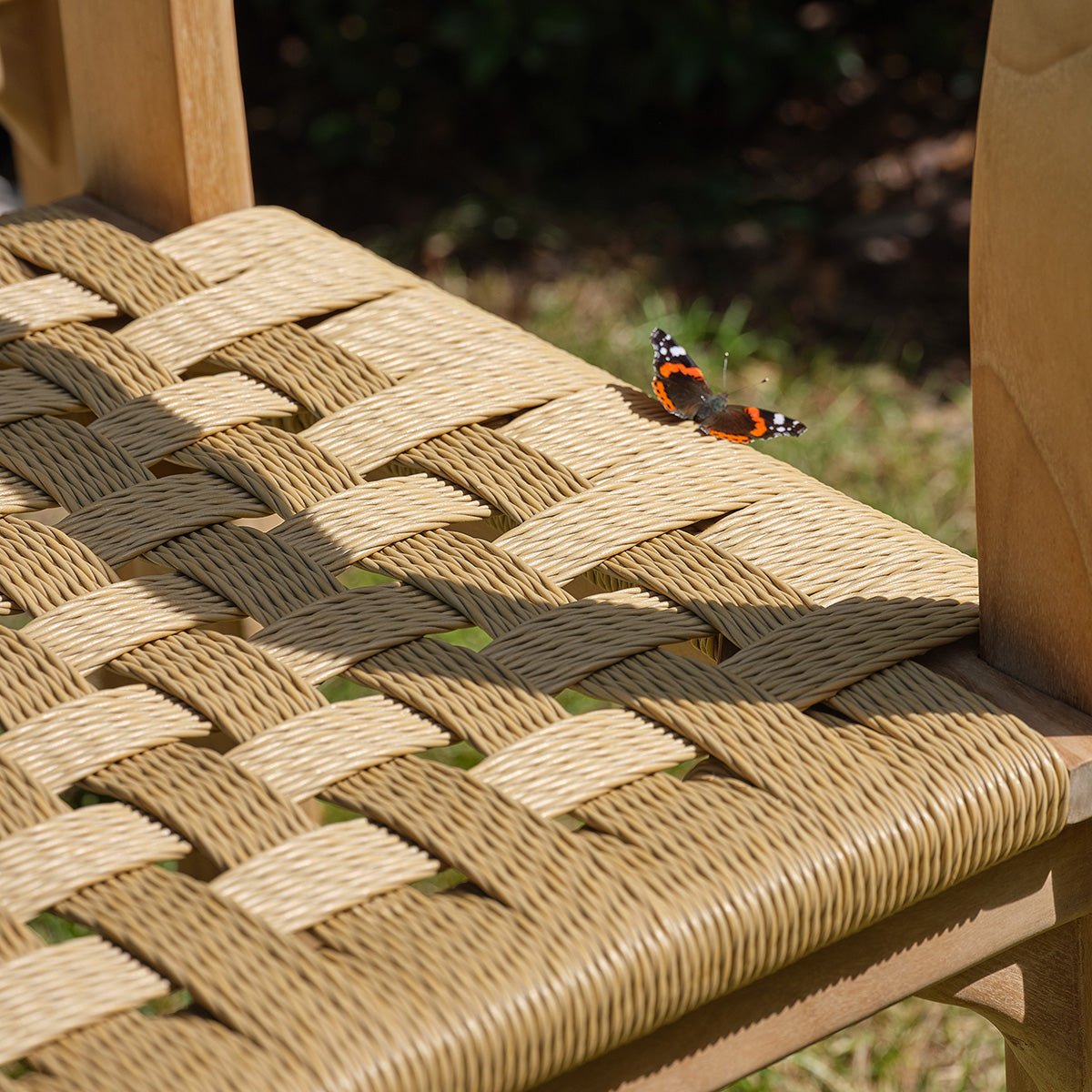 PIANA - Sedia da giardino in teak massiccio e rattan (set da 2)
