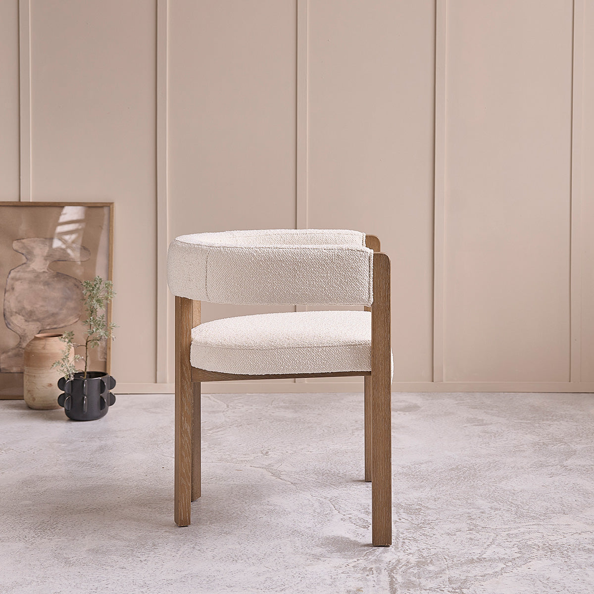 CLÉA - Sedia in rovere e tessuto bouclé