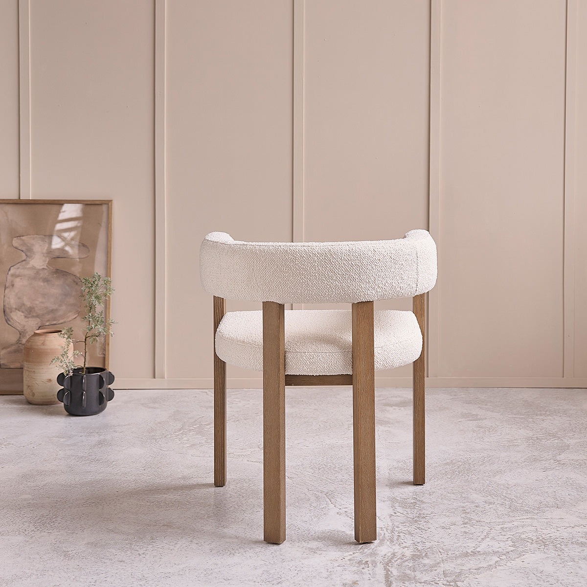 CLÉA - Sedia in rovere e tessuto bouclé