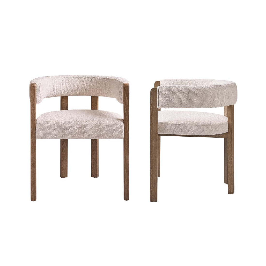 CLÉA - Set di 2 sedie in rovere e tessuto bouclé