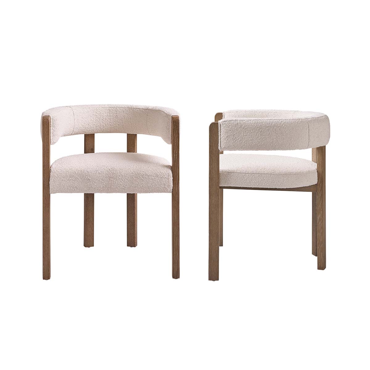 CLÉA - Set di 2 sedie in rovere e tessuto bouclé