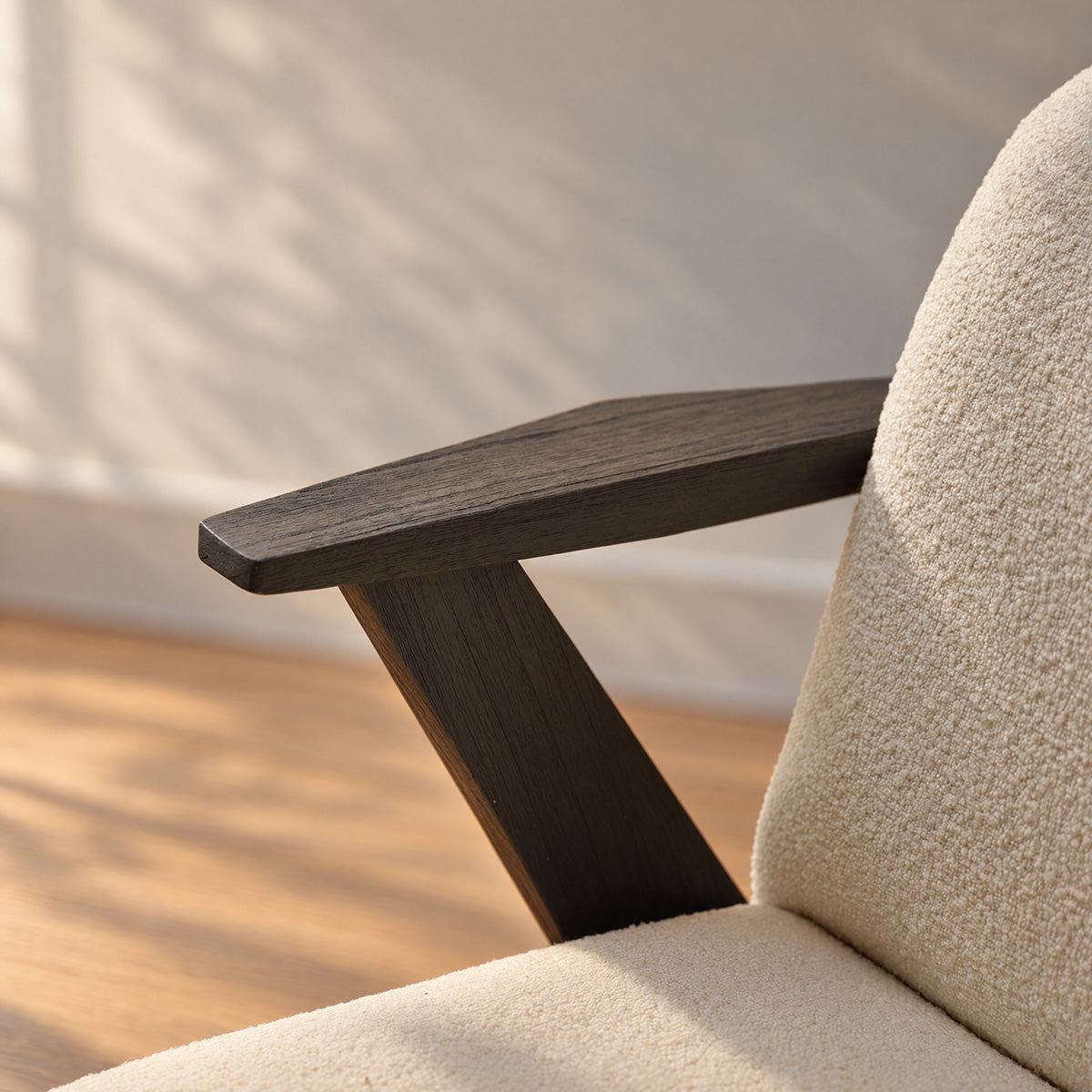 ZOLA - Set di 2 sedie in legno massello di mindi nero e tessuto bouclé color crema