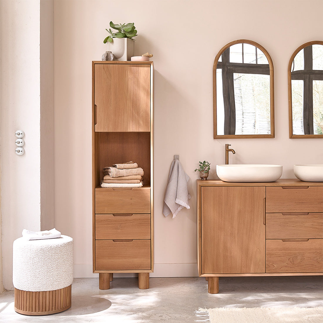 GUSTAVE - Colonna bagno in teak massello 45 cm