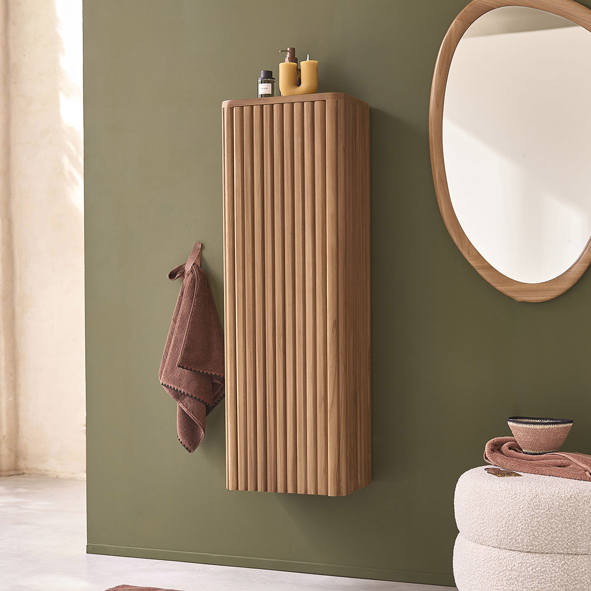 Collezione Belize - Colonna da bagno in teak massiccio sospesa, 120 cm