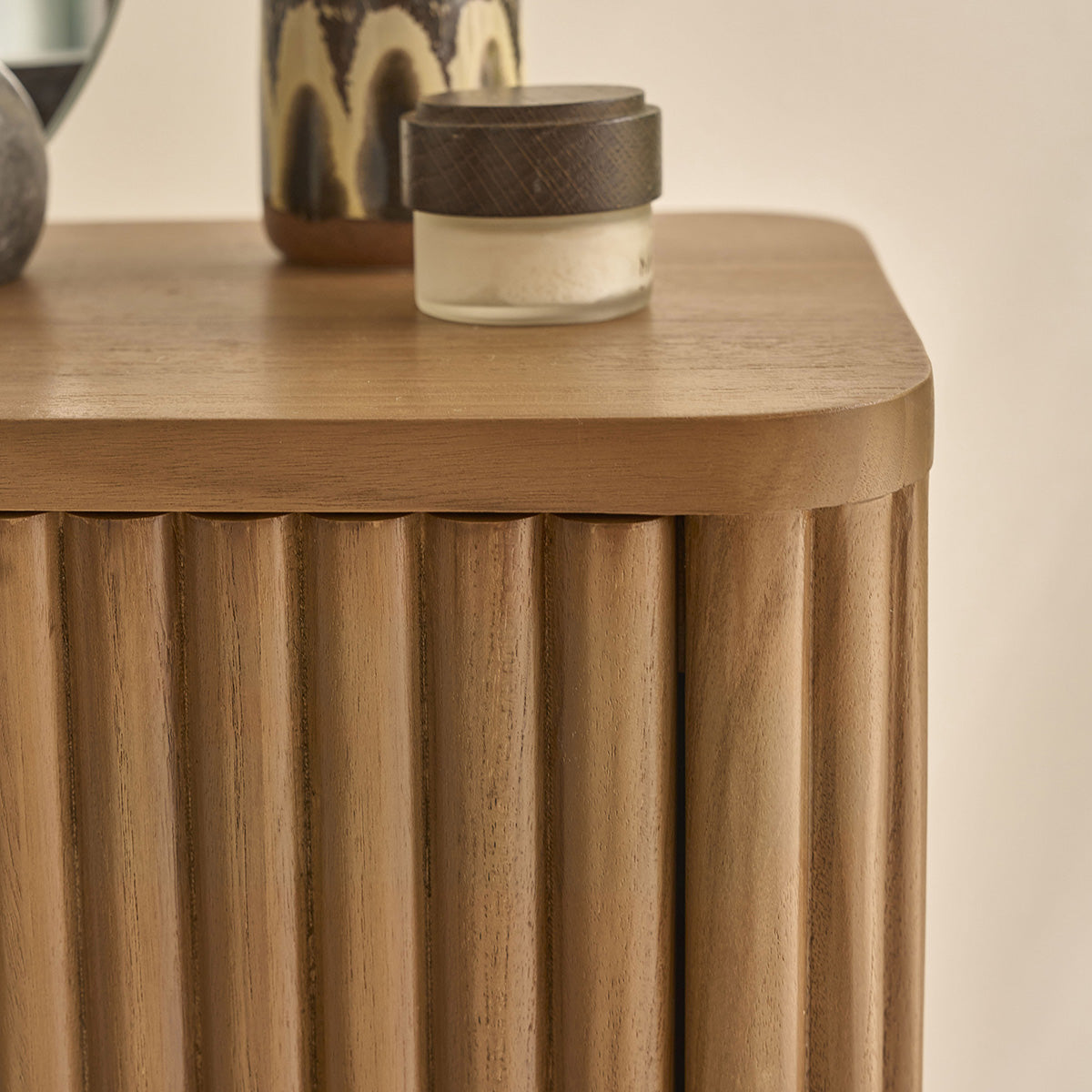 Collezione Coline - Colonna da bagno con piedini in teak massiccio, 120 cm
