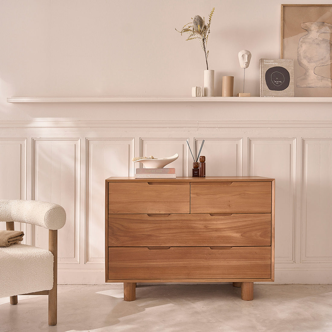 GUSTAVE - Cassettiera in teak massello 110 cm