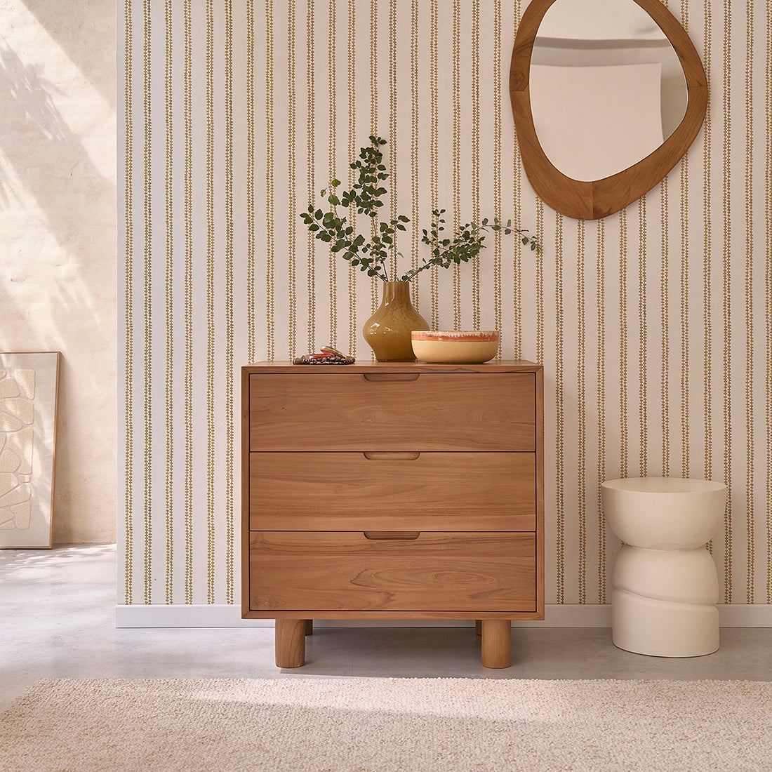 GUSTAVE - Cassettiera in legno di teak da 80 cm