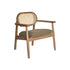 Poltrona in teak massello, cannage e tessuto di velluto a coste color kaki