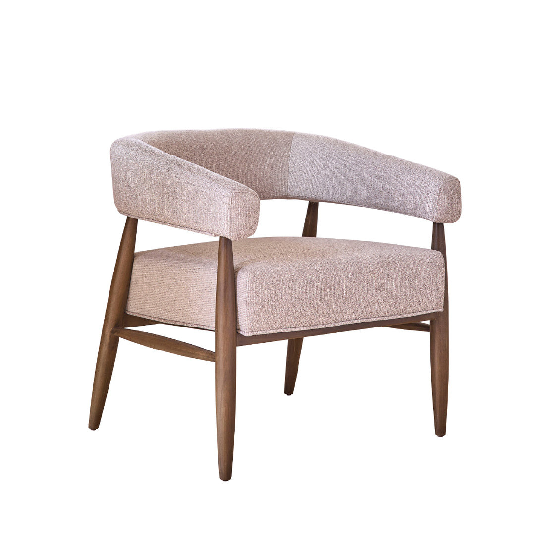 ÉLOI - Poltrona in legno massello con tessuto beige screziato