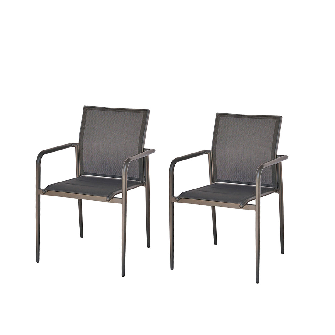 LAGON - Poltrona in alluminio e textilene grigio (set di 2)