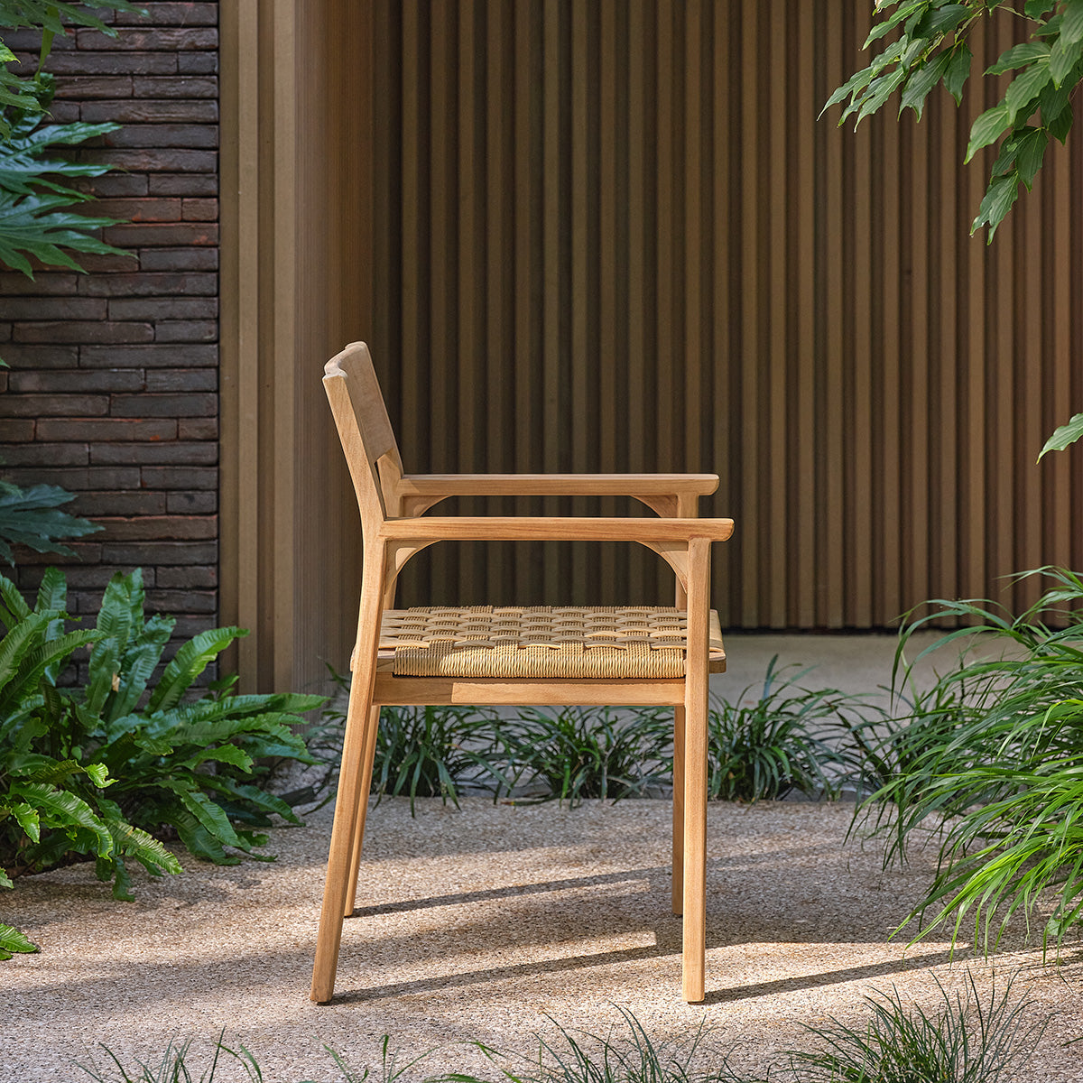 PIANA - Poltrona da giardino in teak massiccio e rattan