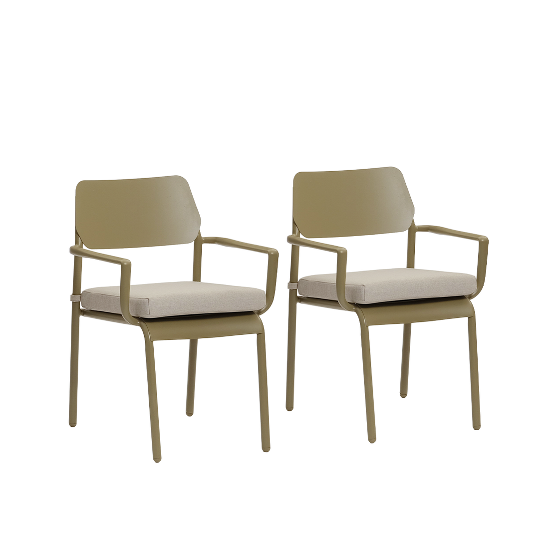 SARO - Poltrona da giardino in alluminio e tessuto beige melange (set da 2)