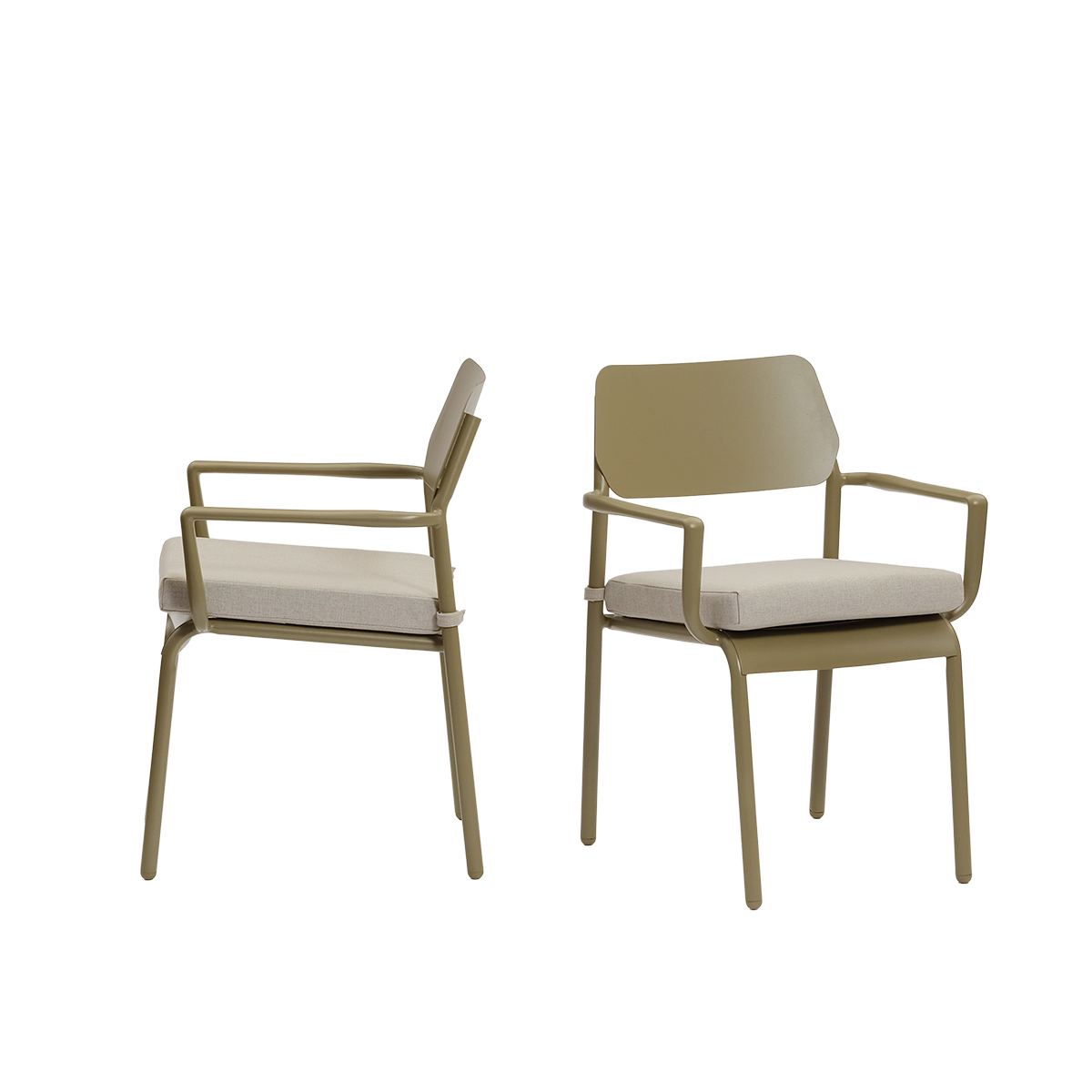 SARO - Poltrona da giardino in alluminio e tessuto beige melange (set da 2)