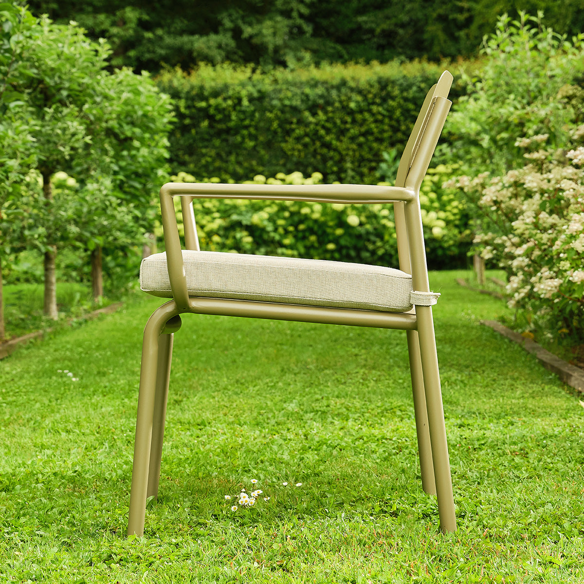 SARO - Poltrona da giardino in alluminio e tessuto beige melange (set da 2)