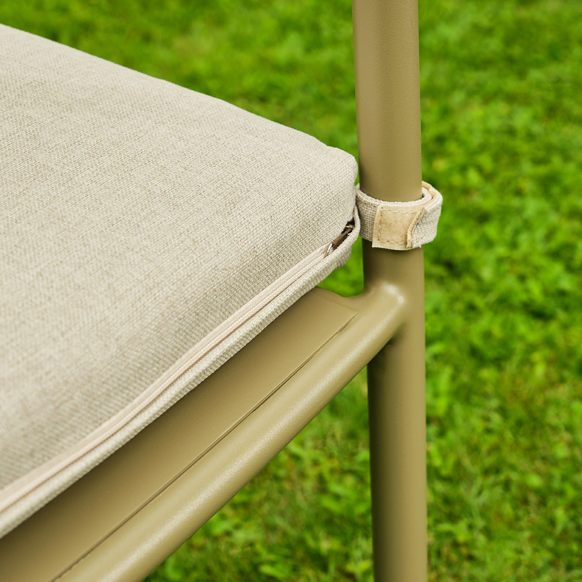 SARO - Poltrona da giardino in alluminio e tessuto beige melange (set da 2)