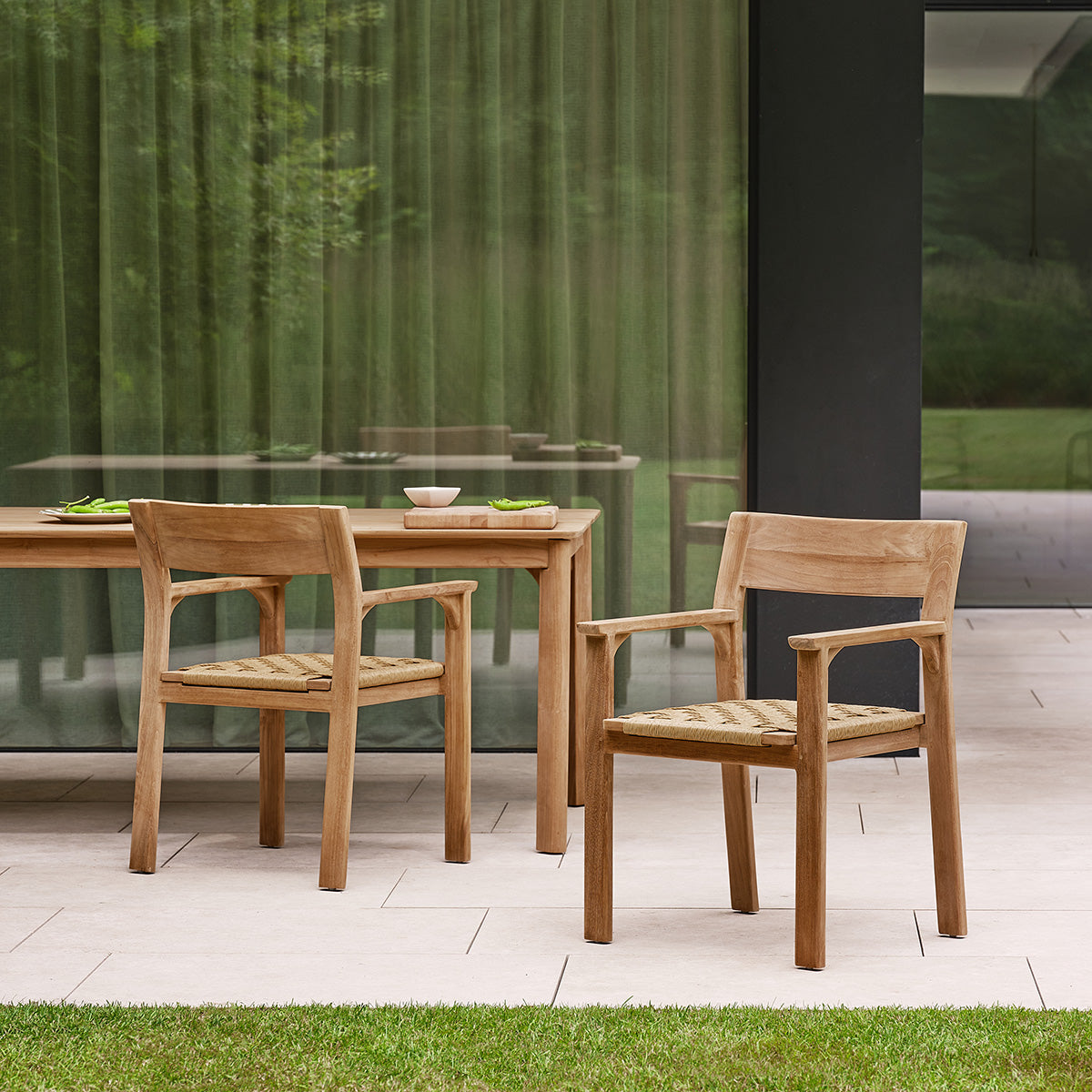 PIANA - Poltrona da giardino in teak massiccio e rattan (set da 2)