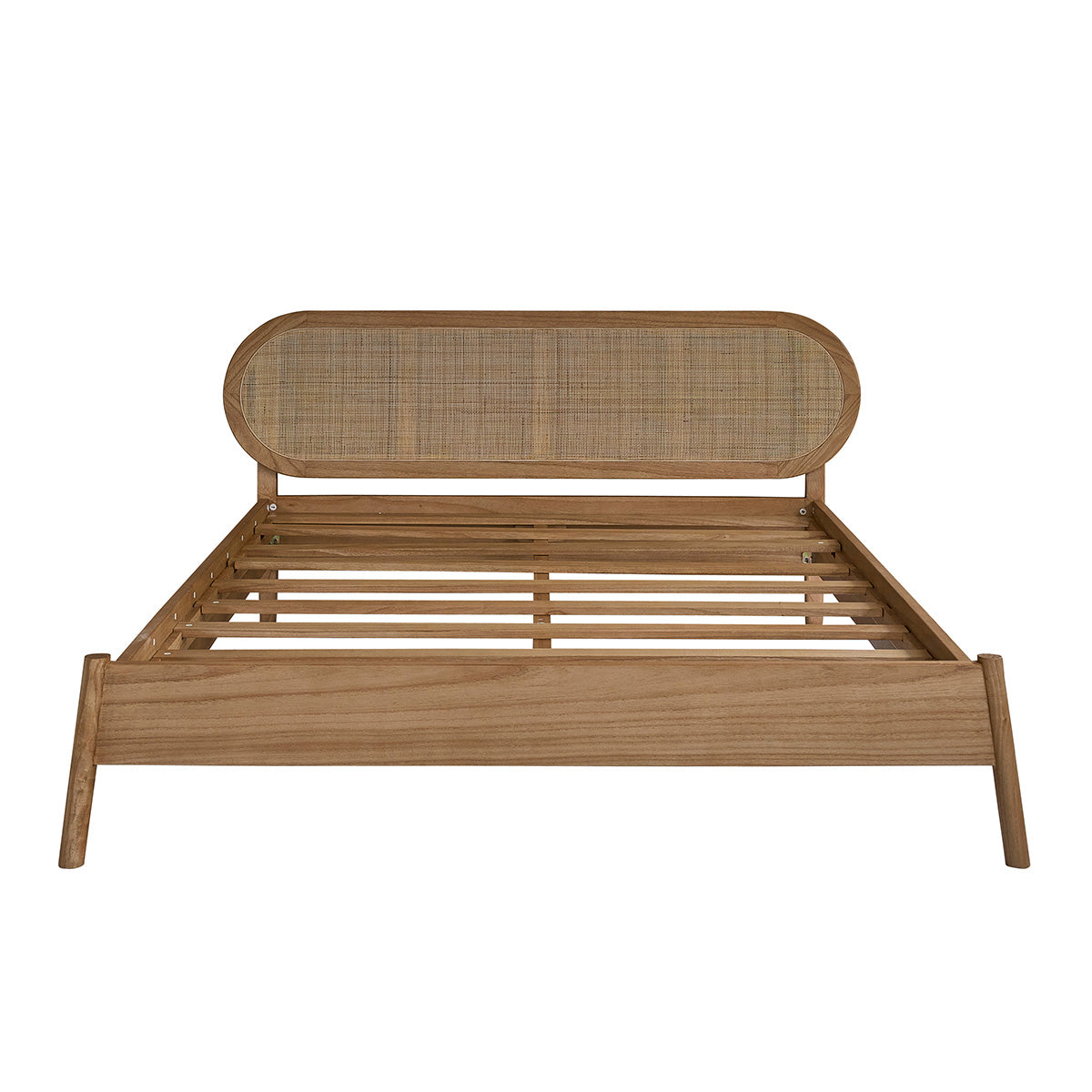 NINA - Letto in legno mindi massello e midollino da 160 cm