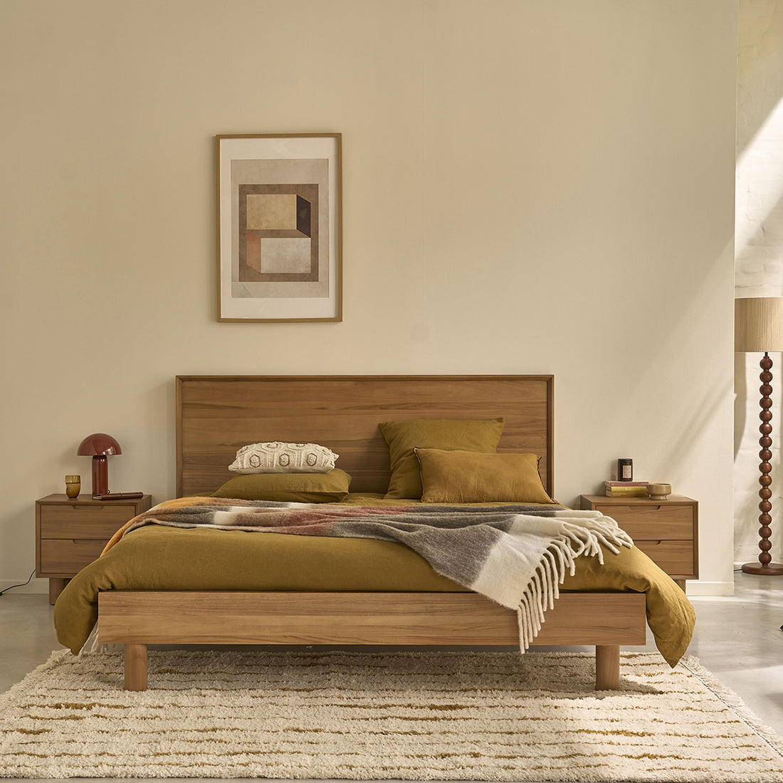 Collezione Gustave - Letto in teak massiccio da 180 cm con rete