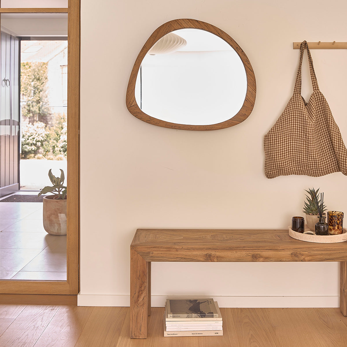 AUSTIN - Specchio in teak massello riciclato 70 cm