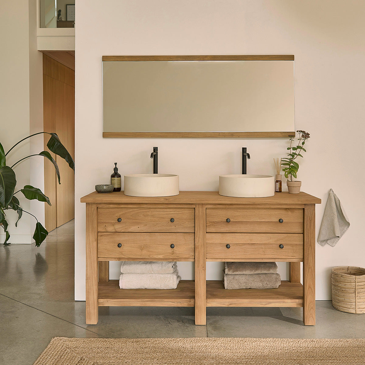 NAHELE - Specchio in teak massello riciclato 140x60 cm