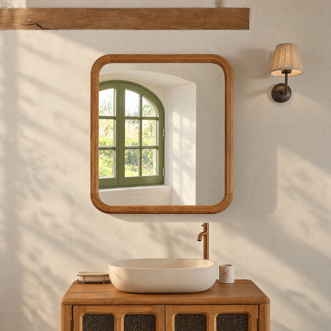 VELDE - Specchio in teak riciclato 80x70 cm