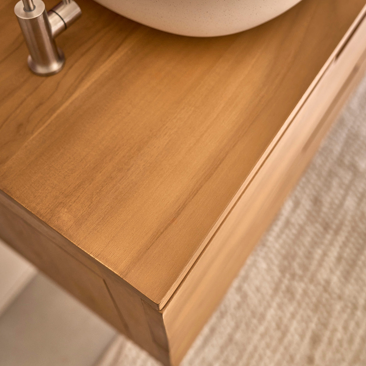 MAË - Mobile sottolavabo sospeso in teak massiccio 80 cm