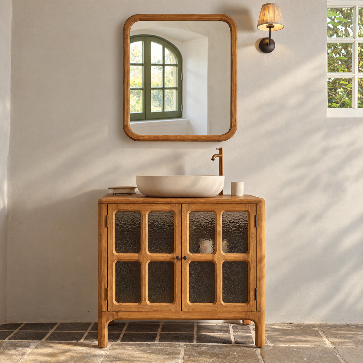 VELDE - Mobile lavabo in teak riciclato da 90 cm