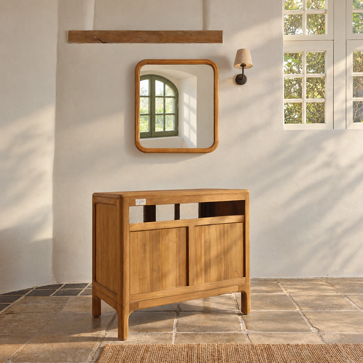 VELDE - Mobile lavabo in teak riciclato da 90 cm