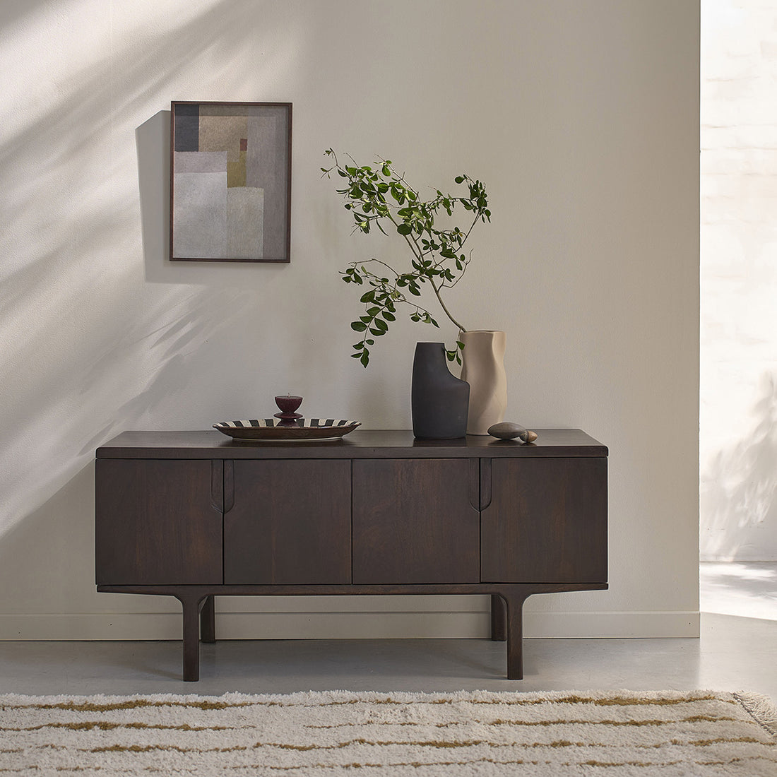 LAZARE - Mobile TV in legno massello di mango, 120 cm