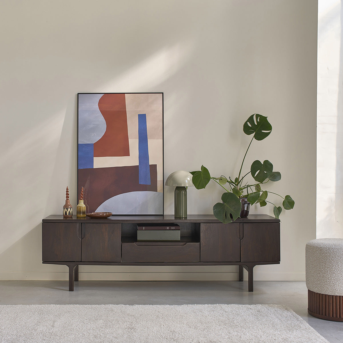 LAZARE - Mobile TV in legno massello di mango, 180 cm
