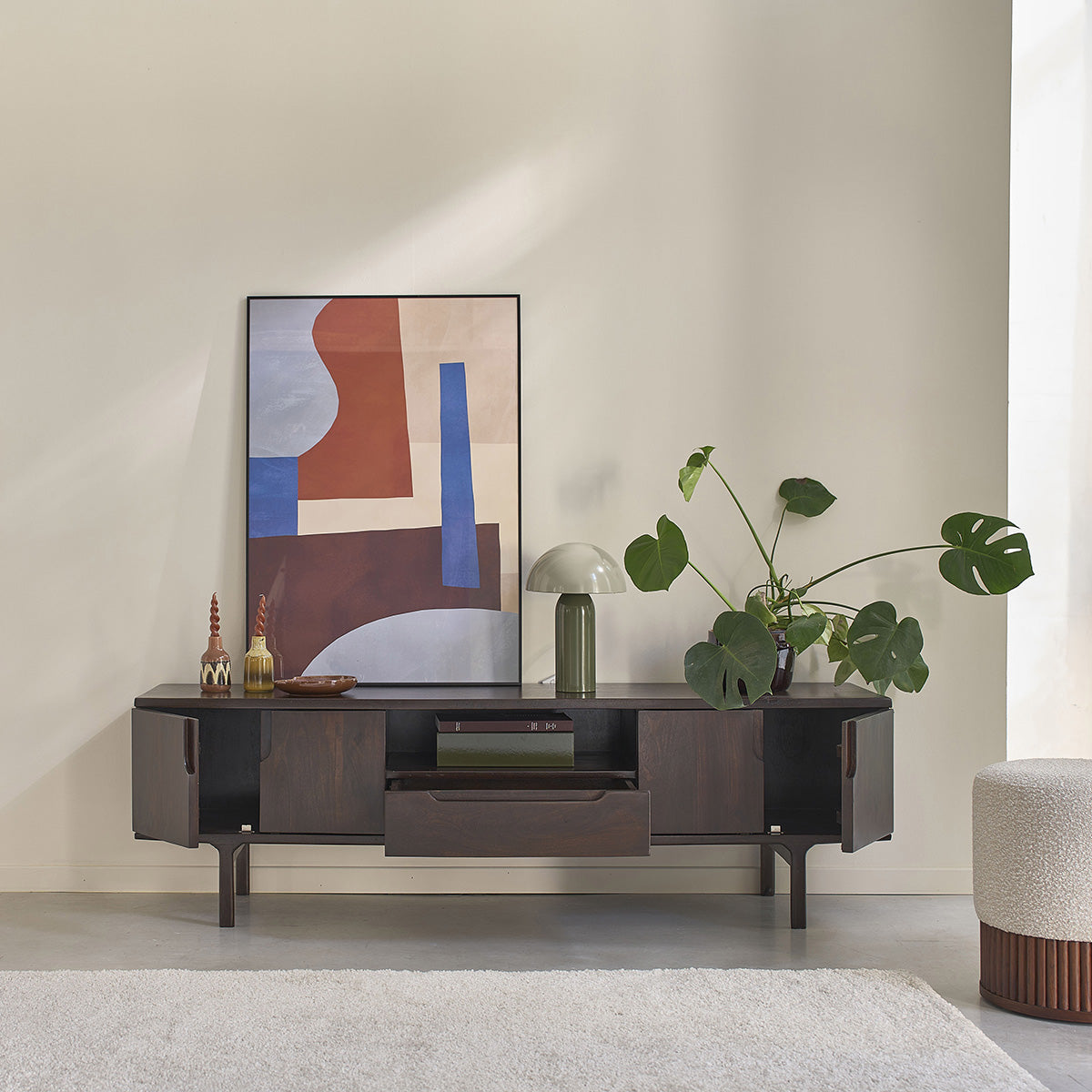 LAZARE - Mobile TV in legno massello di mango, 180 cm