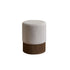 Pouf in mindi massello e tessuto bouclé bianco Ø38 cm