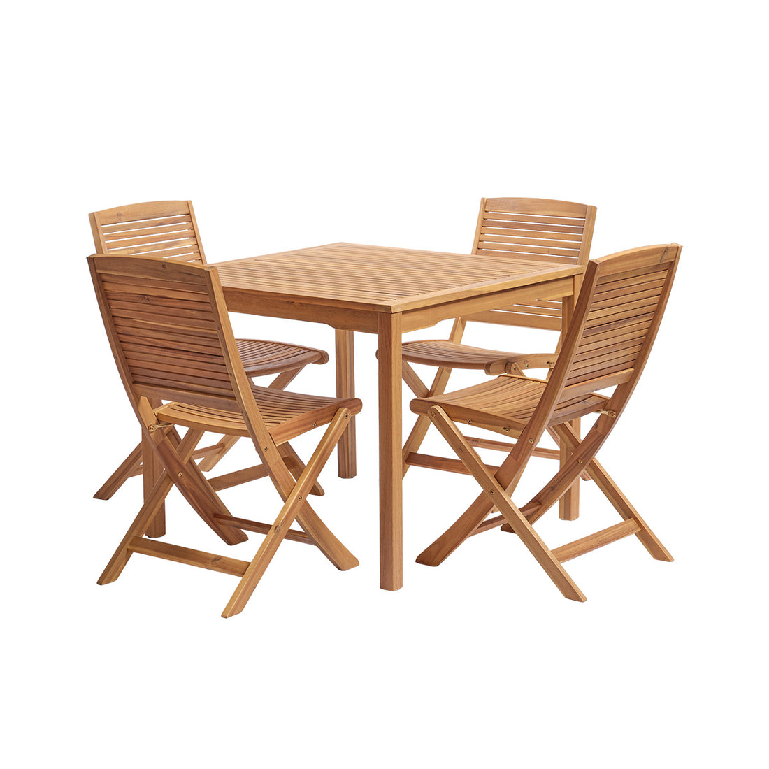MILOS - Set da giardino in legno massello di acacia oliato, 4 posti.