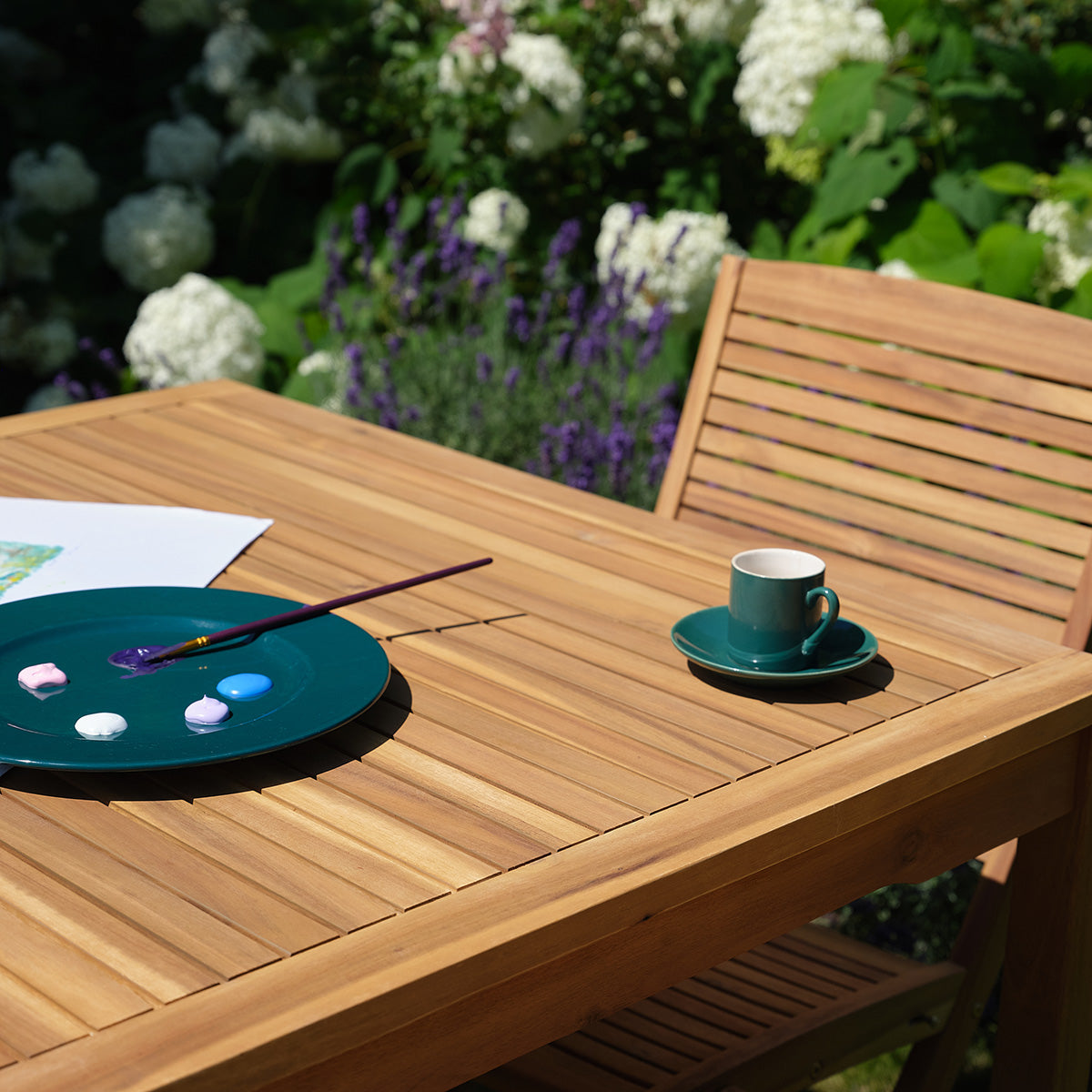 MILOS - Set da giardino in legno massello di acacia oliato, 4 posti.