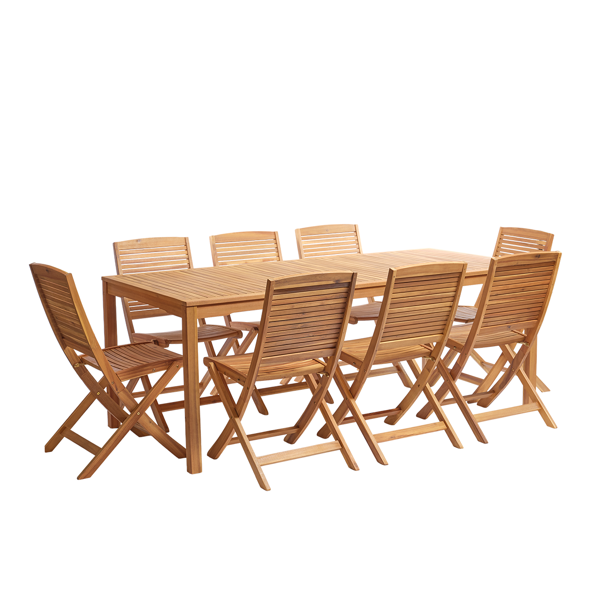 MILOS - Set da giardino in legno massello di acacia oliato, 8 posti.
