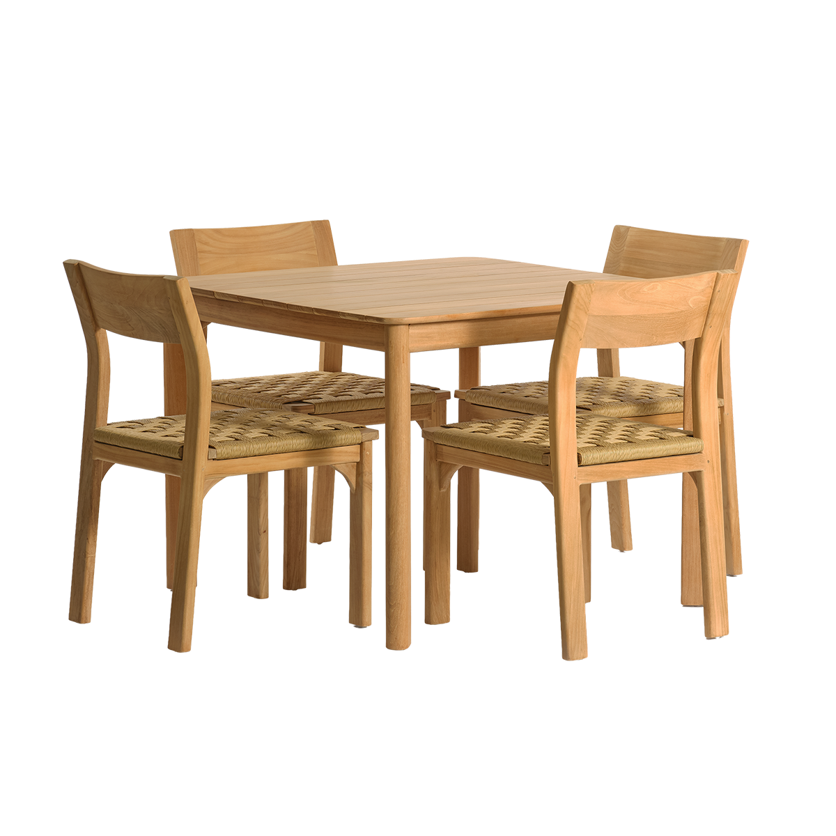 PIANA - Set da giardino in teak massiccio e rattan per 4 persone.