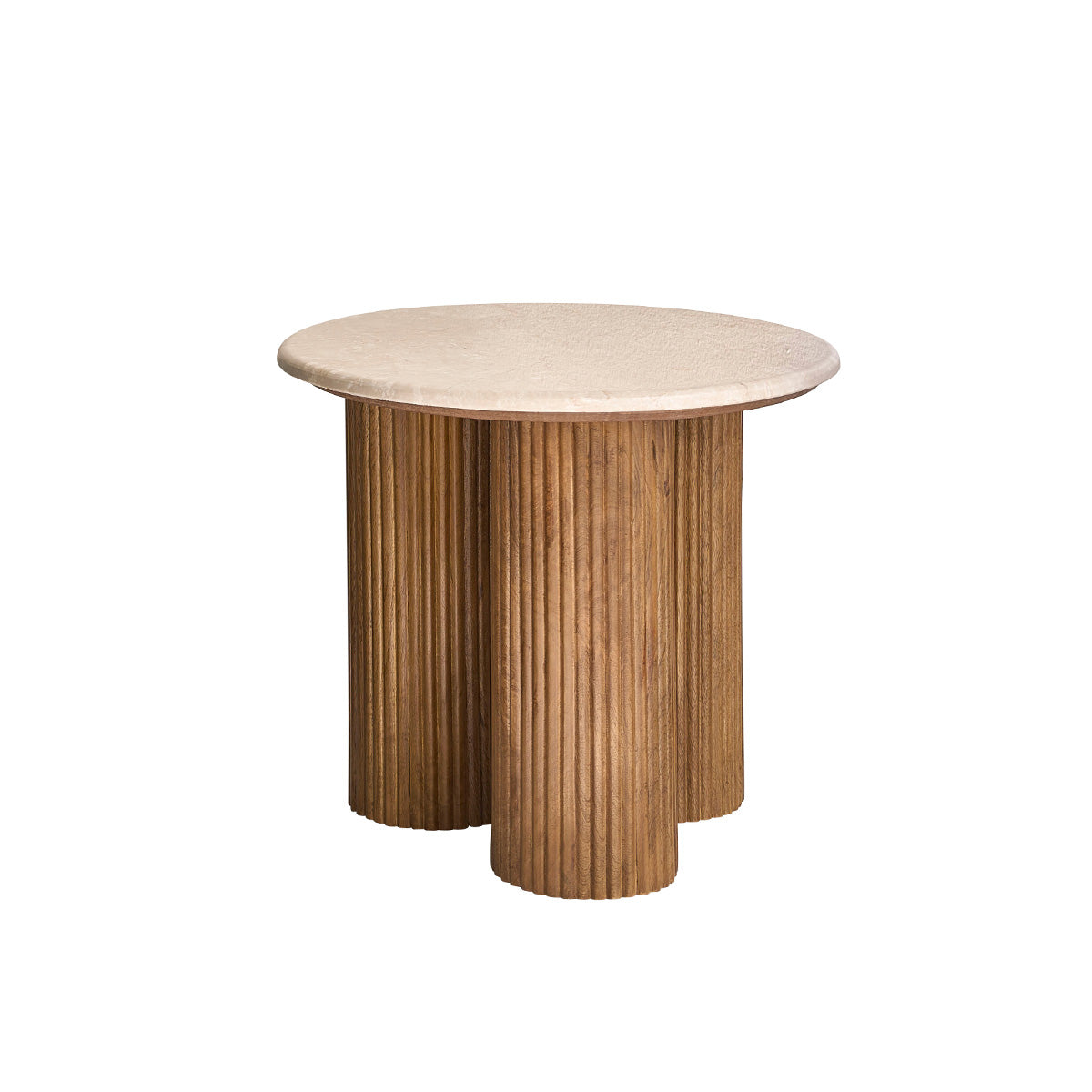 TOSCANE - Tavolino d’appoggio in legno di mango e marmo rotondo