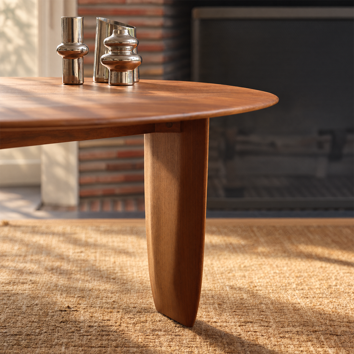 JEANNE - Tavolino rotondo in teak massiccio, Ø 85 cm