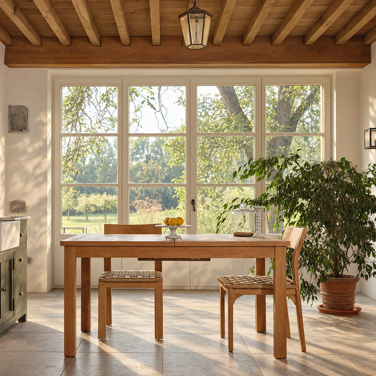 UZES - Tavolo allungabile in teak massiccio per 8 persone.