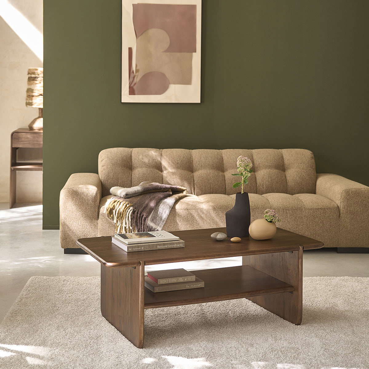 SOFIA - Tavolino in legno massello di mango, 120 cm