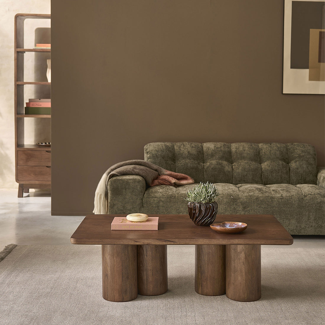 CLEO - Tavolino in legno massello di mango marrone, 120 cm